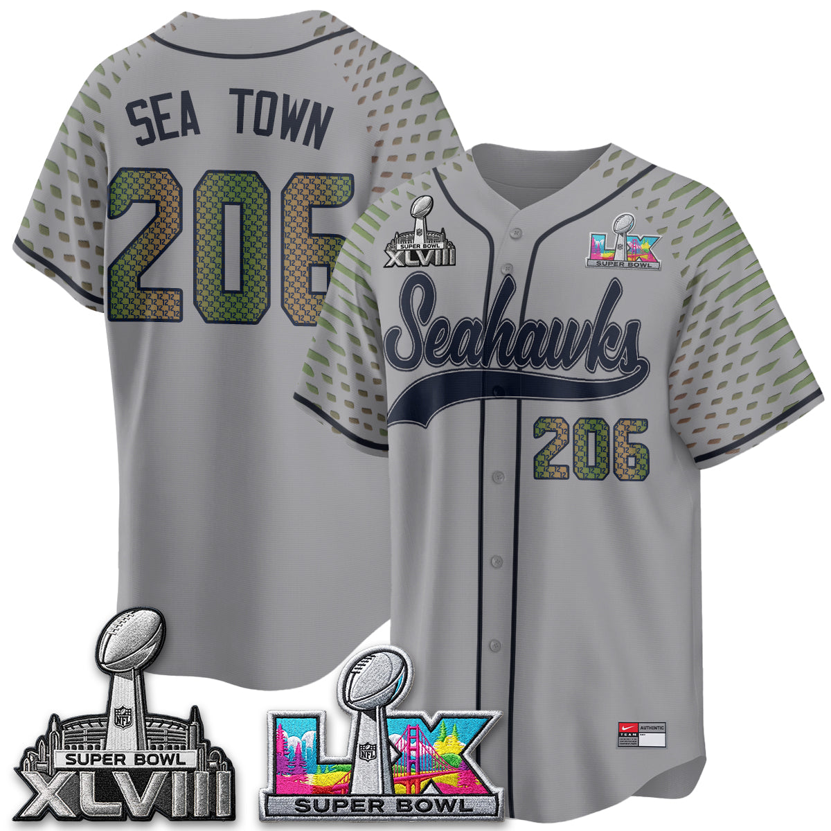 Seattle Seahawks S.Bowl Champs Baseball Vapor Jersey - Stitched