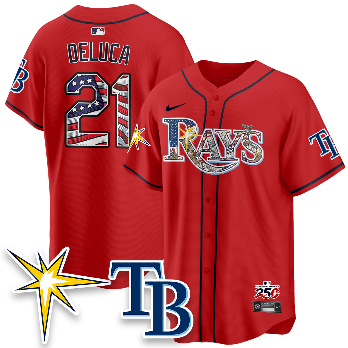 Tampa Bay Rays Independence Day USA 2026 Vapor Limited Jersey - Stitched