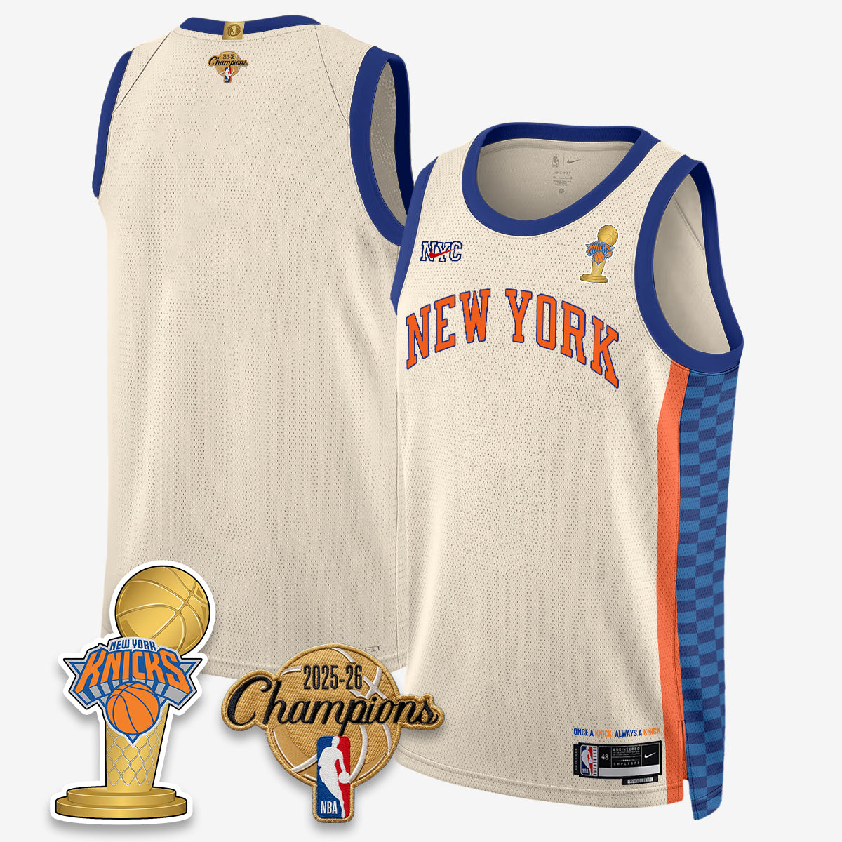 New York Knicks 2026 Basketball Champions Vapor Jersey - Stitched
