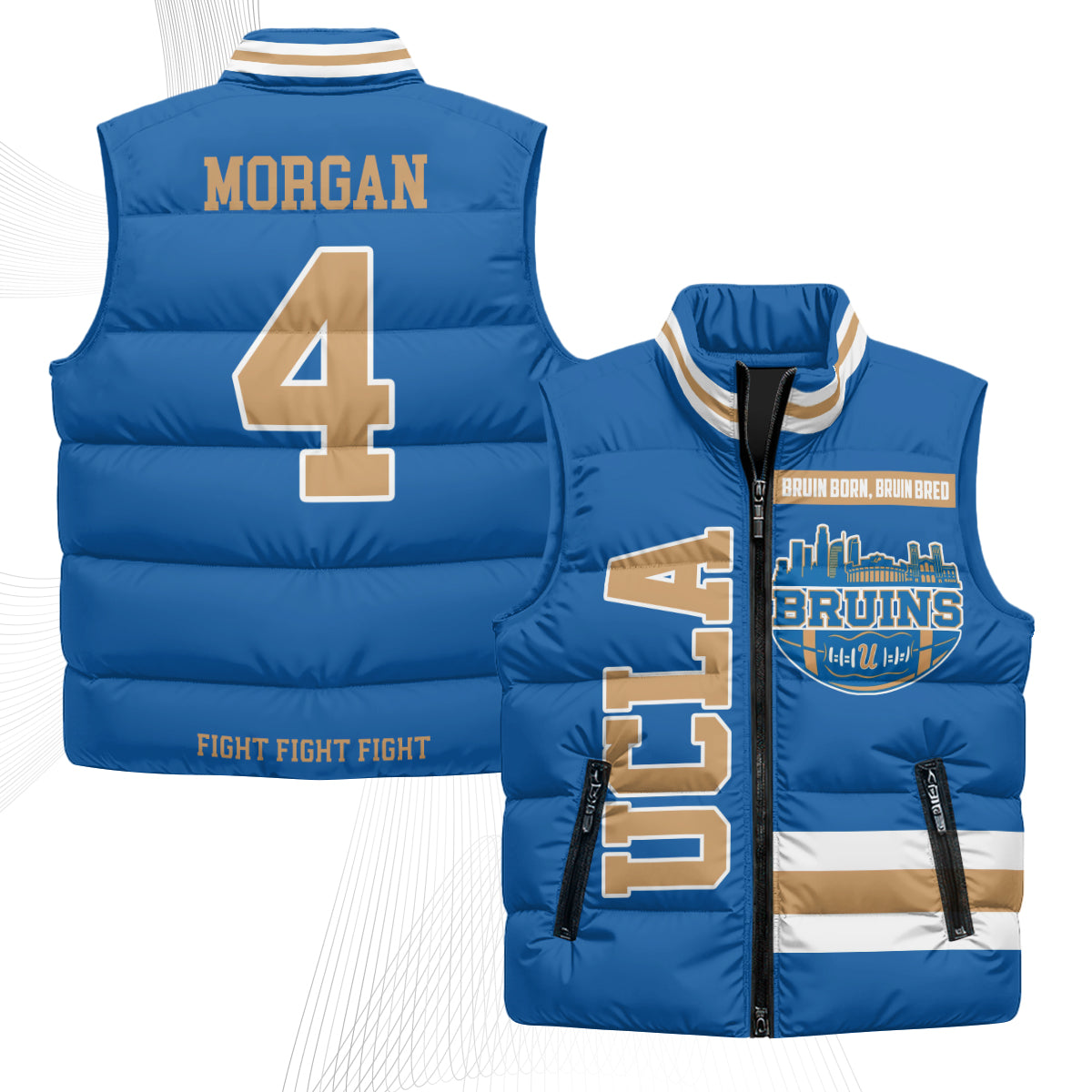 UCLA Bruins Fight Fight Fight Puffer Vest - Printed