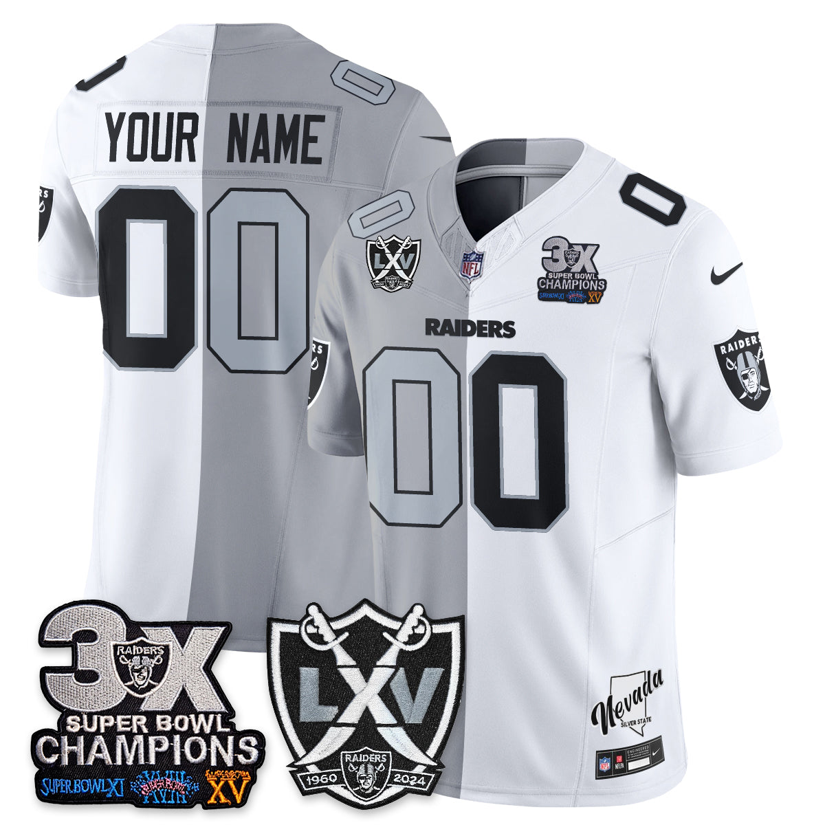 Las Vegas Raiders Split Edition Vapor Custom Jersey V2- Stitched