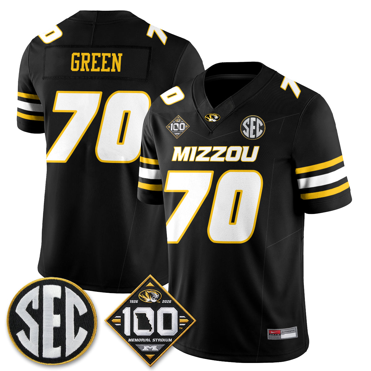 Missouri Tigers 100th Anniversary of Memorial Stadium Vapor Jersey - Stitched