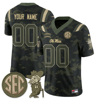 Ole Miss Rebels 2026 Salute to Service Vapor Custom Jersey - Stitched-NQD