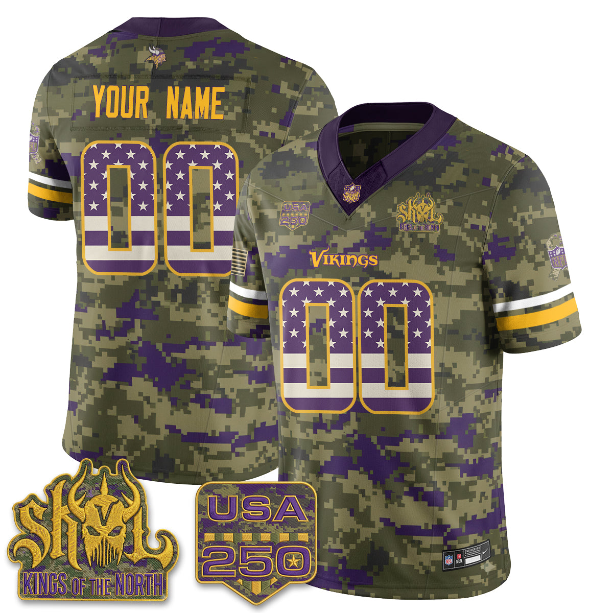 Minnesota Vikings 2026 Salute to Service Edition Vapor Custom Jersey - Stitched