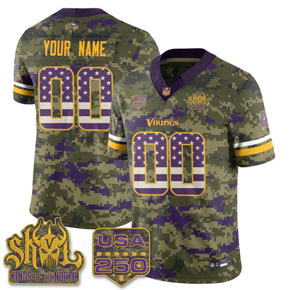 Minnesota Vikings 2026 Salute to Service Edition Vapor Custom Jersey - Stitched