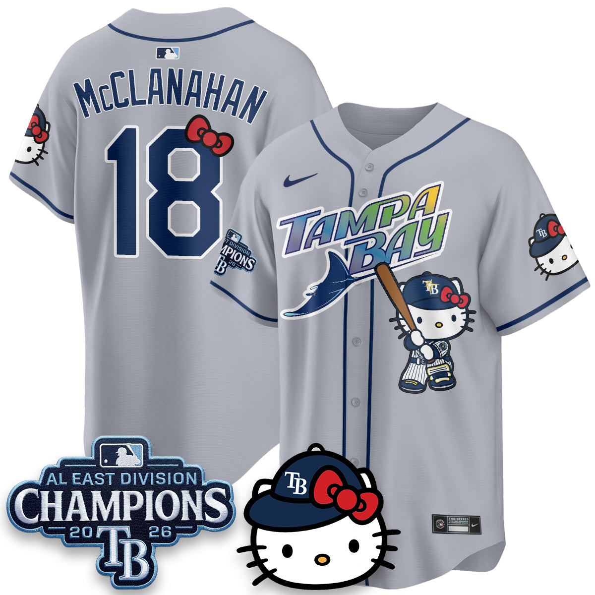 Tampa Bay Rays x Meow KT 2026 AL East Champs Vapor Jersey - Stitched-NQD
