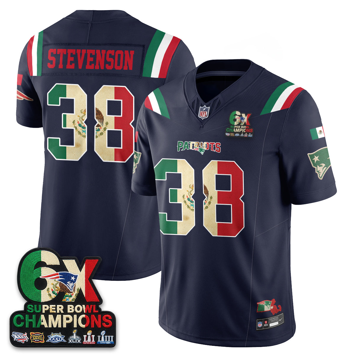 New England Patriots Mexico Edition Vapor Jersey - Stitched