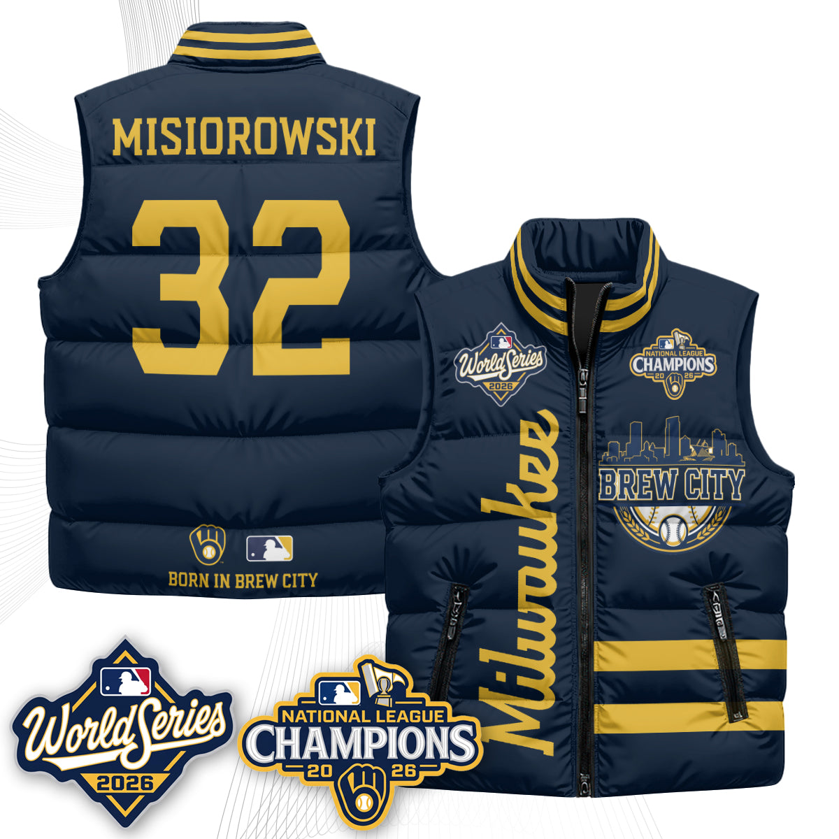 Milwaukee Brewers 2026 NL Champions Puffer Vest - Printed