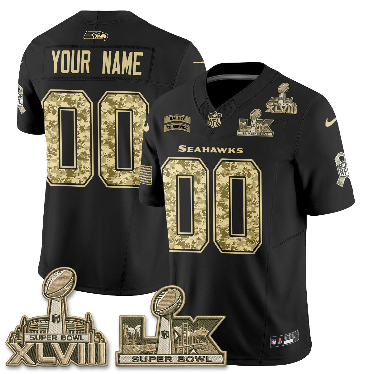 Seattle Seahawks 2026 Salute to Service V2 Vapor Custom Jersey - Stitched
