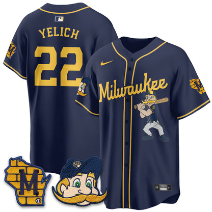 Milwaukee Brewers Bernie Edition Vapor Jersey - Stitched