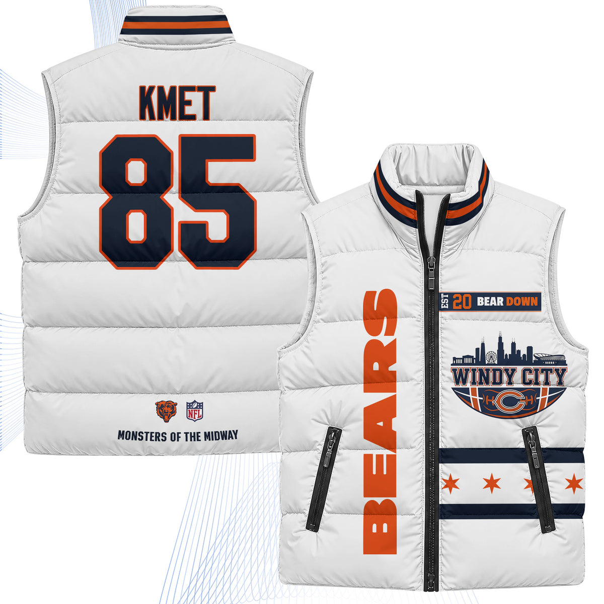 Chicago Bears "Windy City" Puffer Vest - Printed