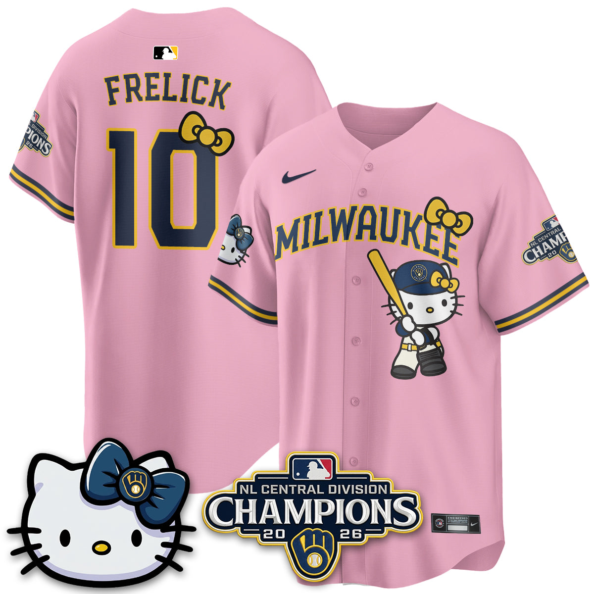 Milwaukee Brewers NL Central Champs x Meow KT Vapor Jersey - Stitched