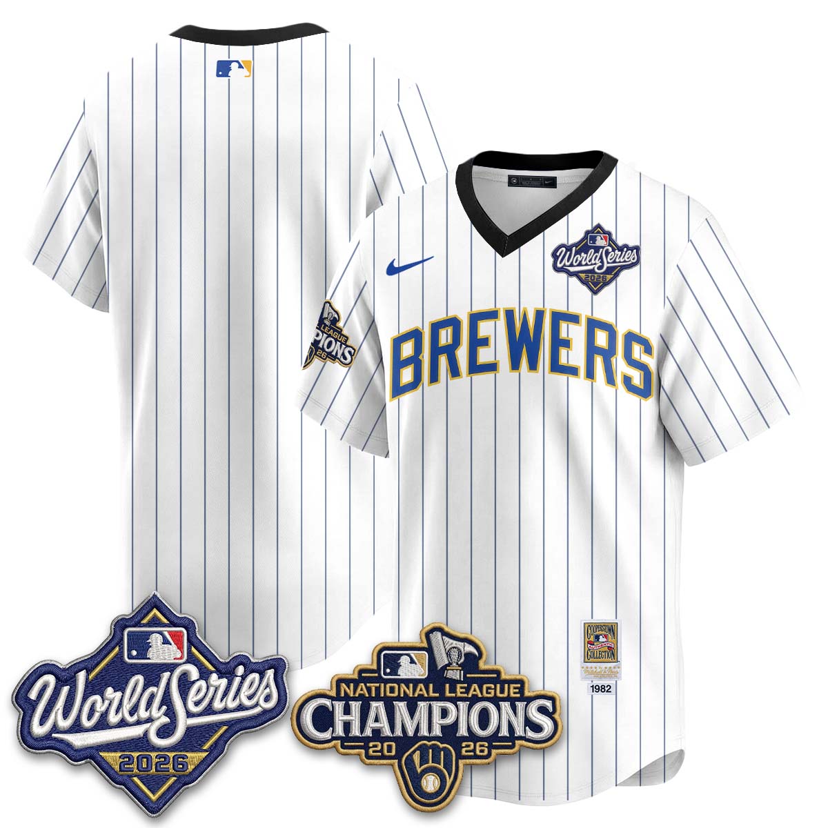 Milwaukee Brewers 2026 NL Champions Throwback Jersey - Stitched