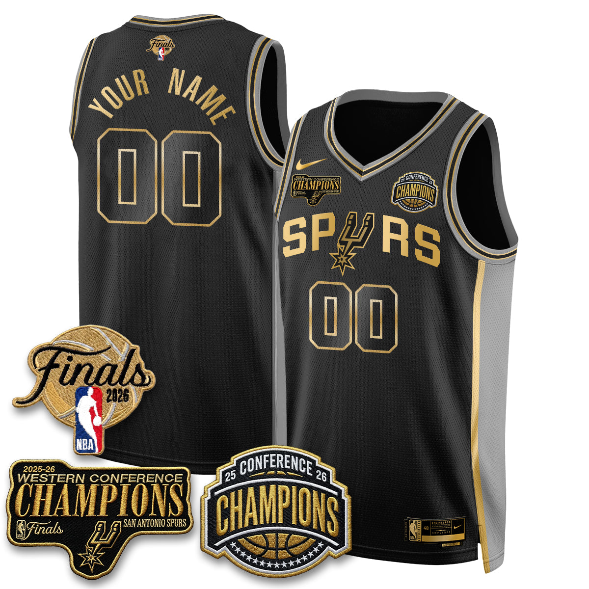 San Antonio Spurs 2026 NBA Western Conference Champions Vapor Special Edition Custom Jersey - Stitched
