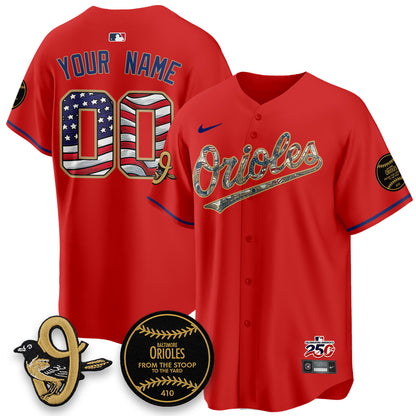 Baltimore Orioles 2026 Independence Day USA Vapor Limited Custom Jersey - Stitched