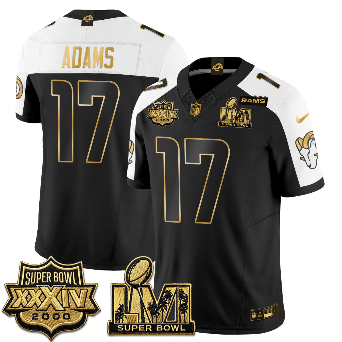 Los Angeles Rams SBowl Champs Gold Vapor Jersey - Stitched
