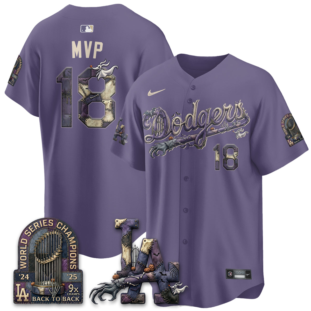 Los Angeles Dodgers Nightmare Edition Vapor Jersey - Stitched