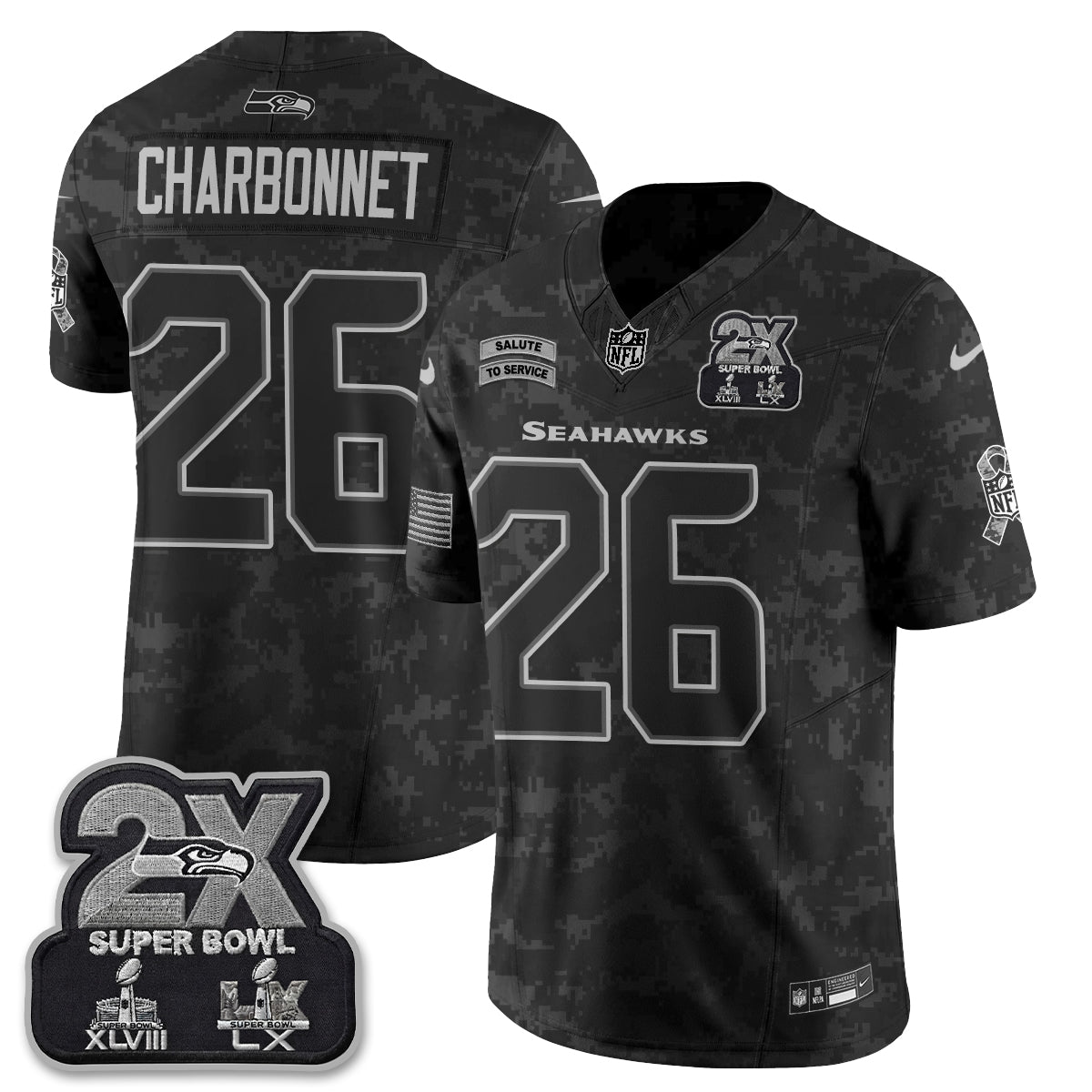 Seattle Seahawks 2026 Salute to Service Vapor Jersey - Stitched