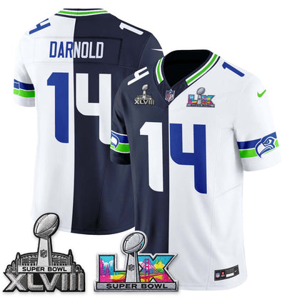 Seattle Seahawks Throwback 2 SB Patches Vapor Jersey - Stitched-NQD