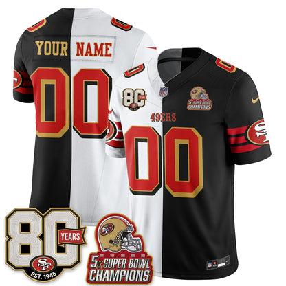 San Francisco 49ers Split Style Vapor Custom Jersey - Stitched