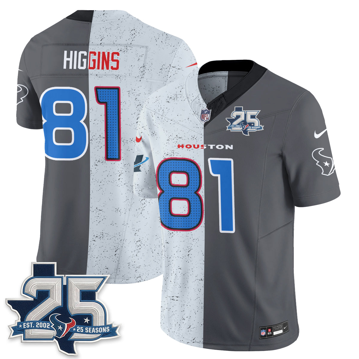 Houston Texans Fan Gear Split Vapor Jersey - Stitched