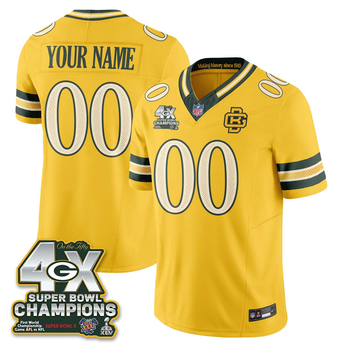 Green Bay Packers 2026 Rivalries 4X Champs Custom Vapor Jersey - Stitched
