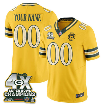 Green Bay Packers 2026 Rivalries 4X Champs Custom Vapor Jersey - Stitched