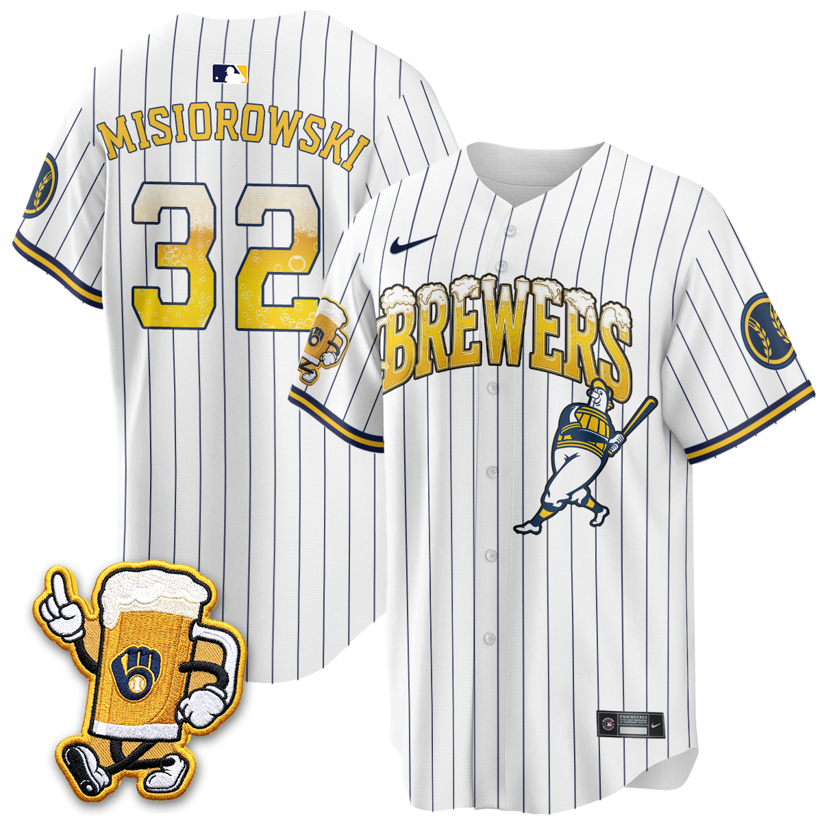 Milwaukee Brewers "Pitcher & Pint" Edition Vapor Jersey V2 - Stitched