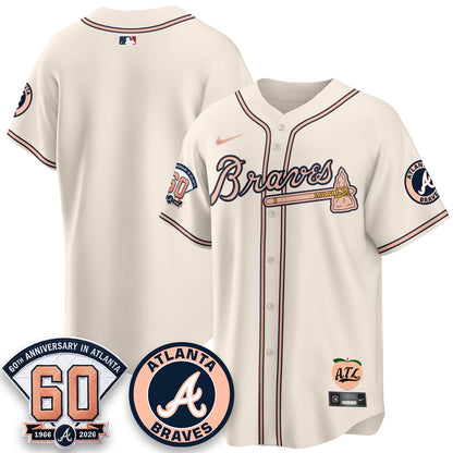Atlanta Braves 60th Anniversary Peach Edition Vapor Premier Limited Jersey - All Stitched (1)