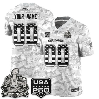 Seattle Seahawks 2026 Salute to Service Edition Vapor Custom Jersey - Stitched-NQD