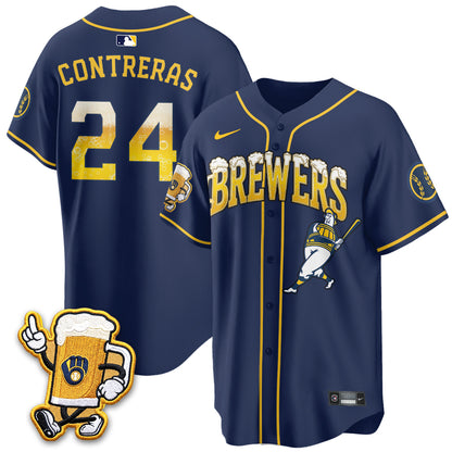 Milwaukee Brewers "Pitcher & Pint" Edition Vapor Jersey V2 - Stitched