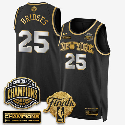 New York Knicks 2026 NBA Eastern Conference Champions White Gold Edition Jersey - Stitched