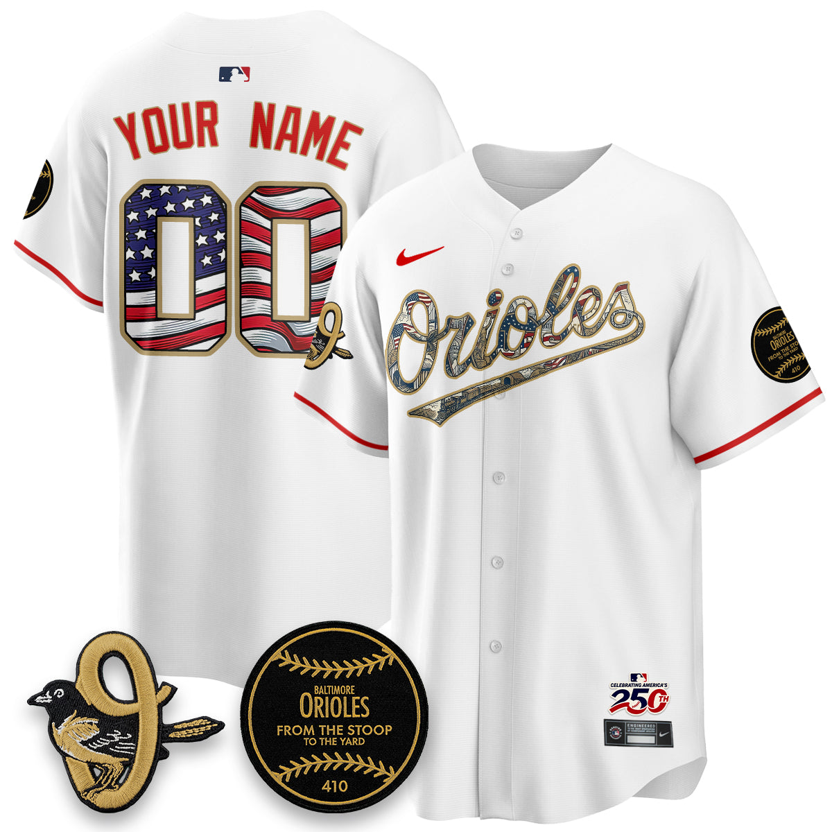 Baltimore Orioles 2026 Independence Day USA Vapor Limited Custom Jersey - Stitched