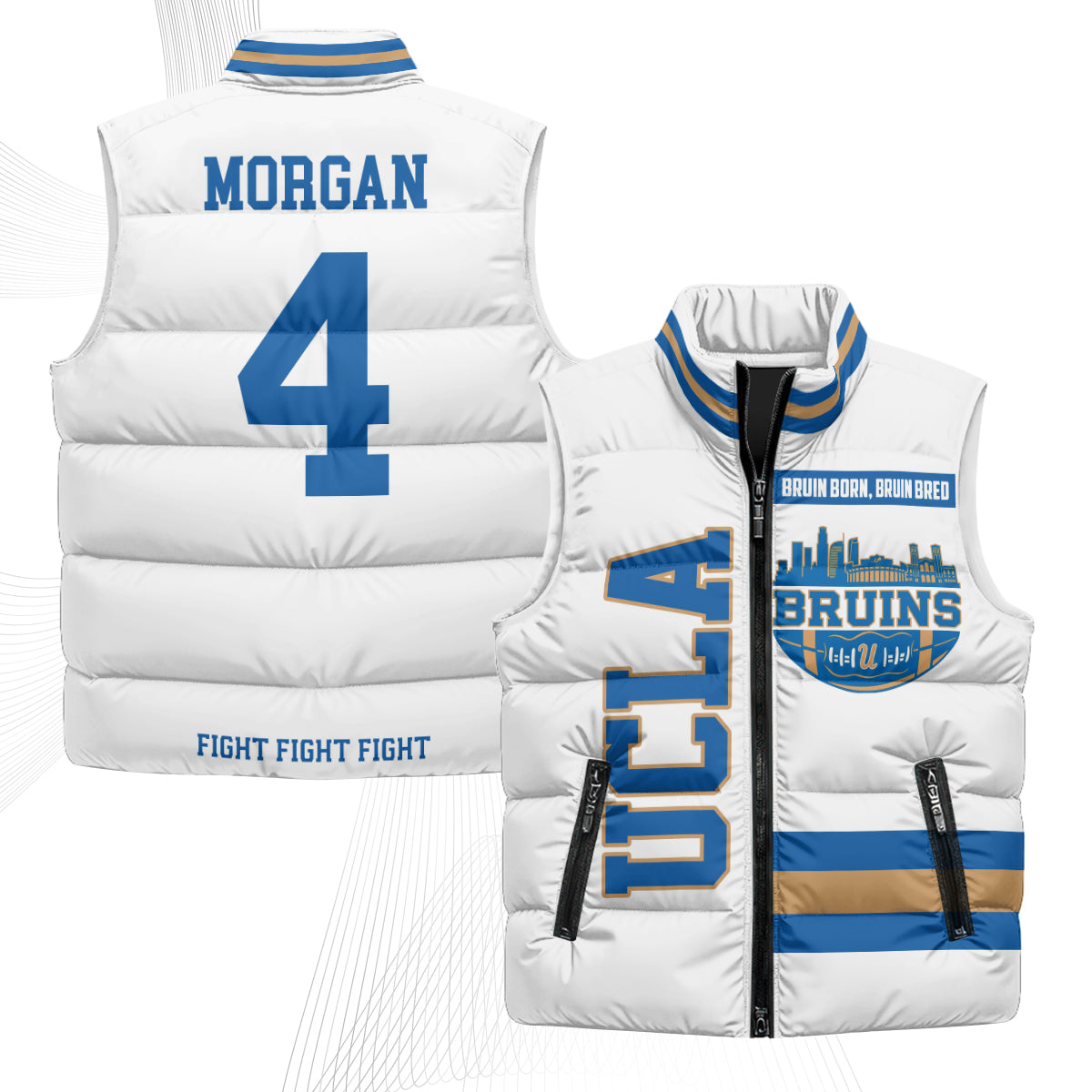 UCLA Bruins Fight Fight Fight Puffer Vest - Printed