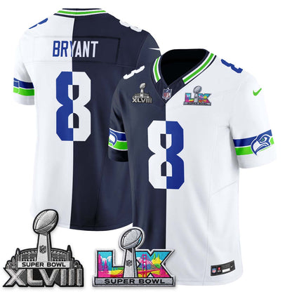 Seattle Seahawks Throwback 2 SB Patches Vapor Jersey - Stitched-NQD