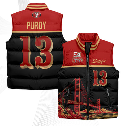 San Francisco 49ers Faithful Puffer Vest - Printed