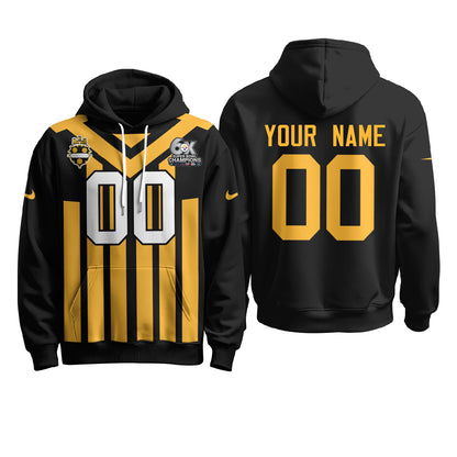 Pittsburgh Steelers 6X Champs Rivalries Custom Fleece Hoodie - Printed
