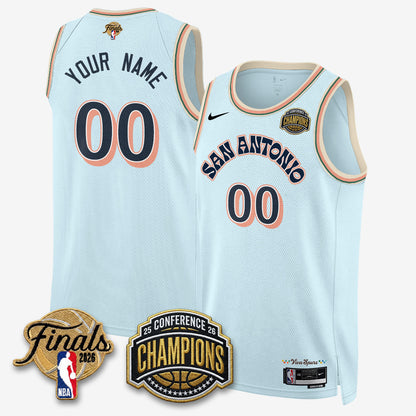 San Antonio Spurs 2026 NBA Western Conference Champions Vapor City Edition Custom Jersey - Stitched