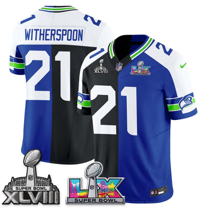 Seattle Seahawks Throwback 2 SB Patches Vapor Jersey - Stitched-NQD