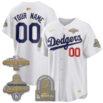 Los Angeles Dodgers 2026 NL West Champs Gold Vapor Custom Jersey- Stitched