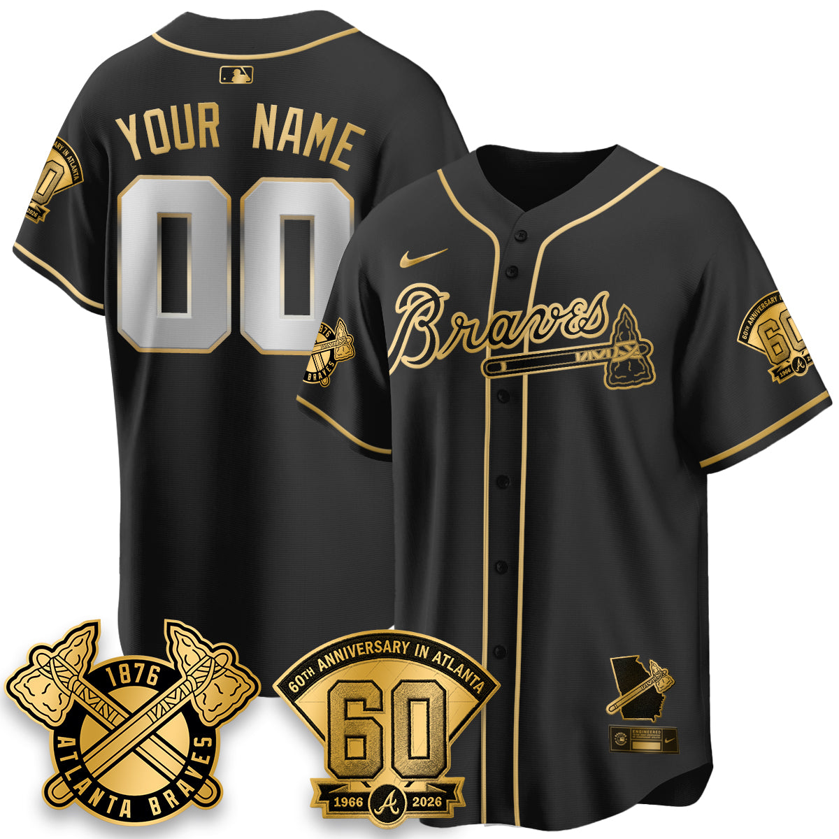 Atlanta Braves 60th Anniversary Special Edition Vapor Limited Custom Jersey - All Stitched
