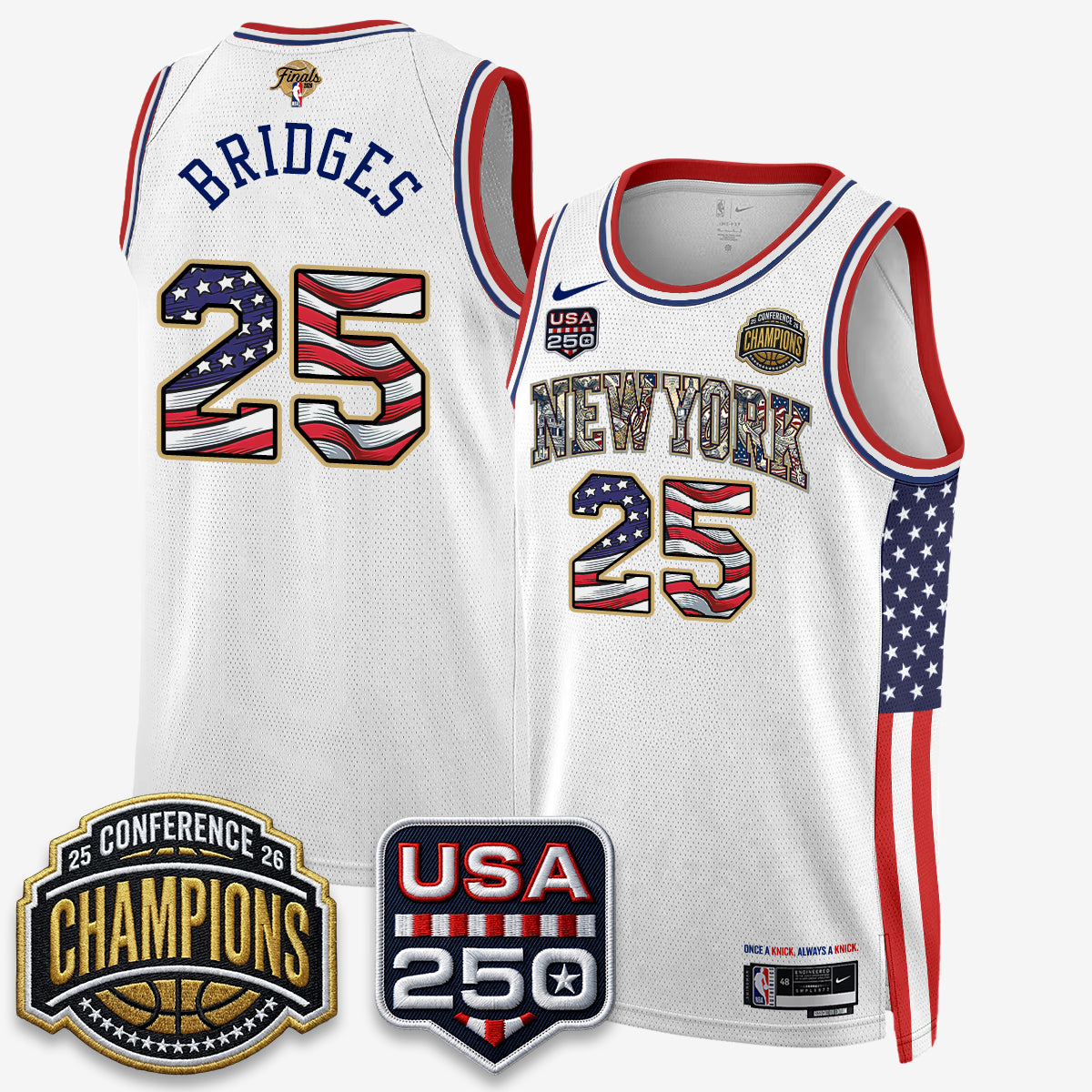 New York Knicks 2026 NBA Eastern Conference Champions x Fourth of July Vapor Jersey - Stitched