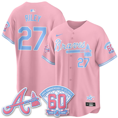 Atlanta Braves x Bubblegum Vapor Jersey - Stitched