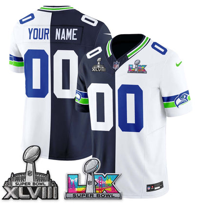 Seattle Seahawks Throwback 2 SB Patches Vapor Jersey - Stitched-NQD