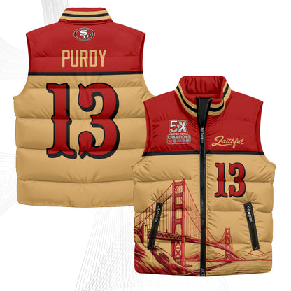 San Francisco 49ers Faithful Puffer Vest - Printed