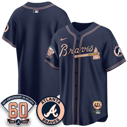 Atlanta Braves 60th Anniversary Peach Edition Vapor Premier Limited Jersey - All Stitched (1)