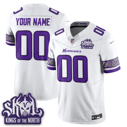 Minnesota Vikings Fangear Edition Warrior Skol Patch Vapor Custom Jersey - Stitched-NQD