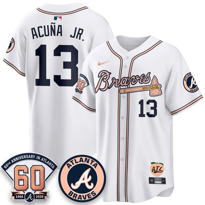 Atlanta Braves 60th Anniversary Peach Edition Vapor Premier Limited Jersey - All Stitched (1)