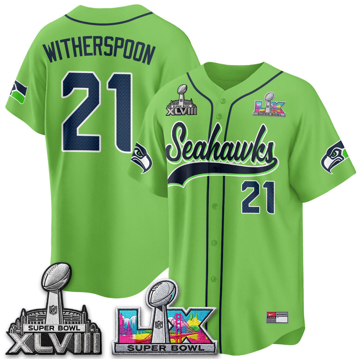 Seattle Seahawks S.Bowl Champs Baseball Vapor Jersey - Stitched