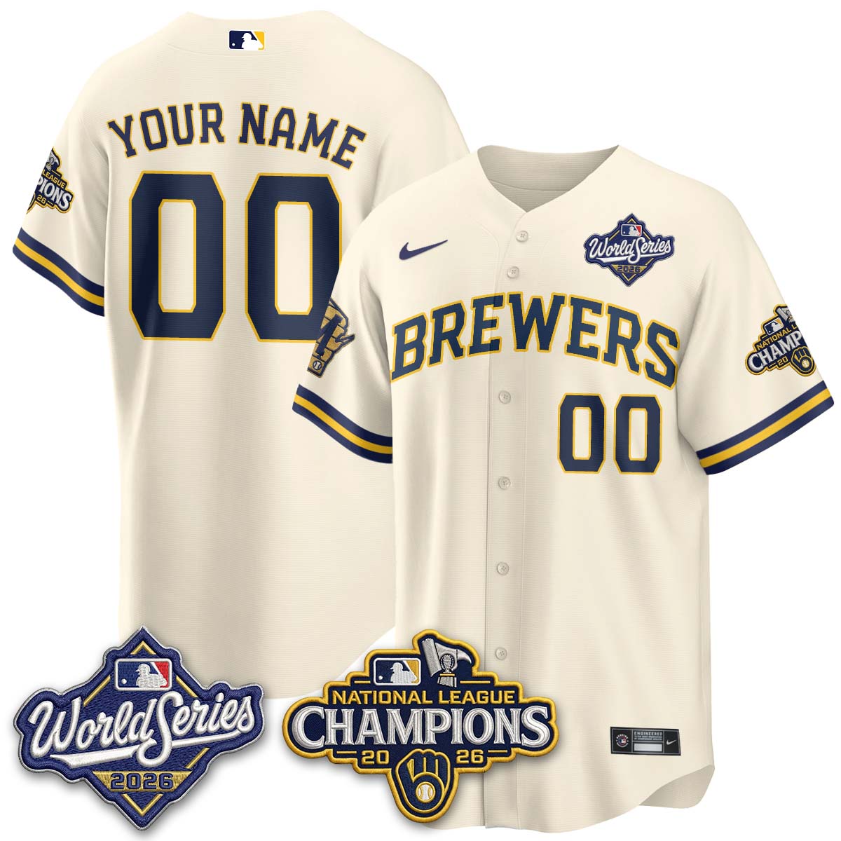 Milwaukee Brewers 2026 NL Champions Custom Vapor Jersey - Stitched-NQD